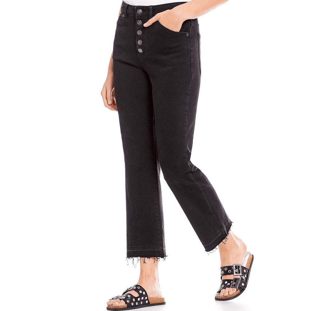 Free People Black Washed Dylan High-Rise Bootcut Jeans Size 27